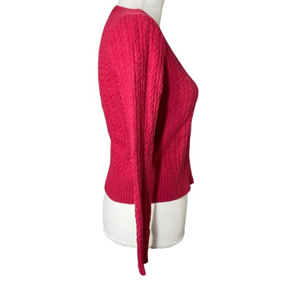 Wool Cashmere Cable Knit Sweater EUC M Women Angora Burgundy Viscose Red - Picture 16 of 16